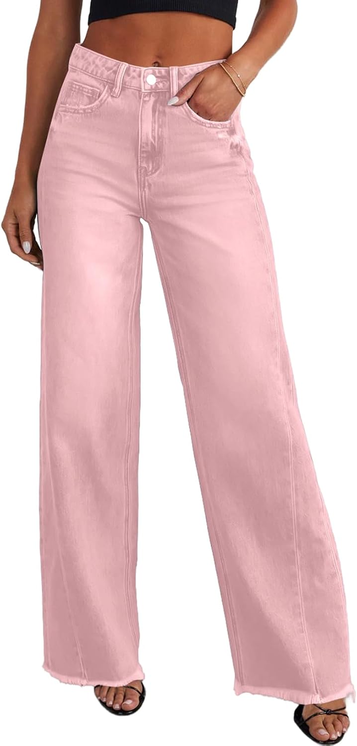 Sidefeel Women's Wide Leg Jeans High Waisted Stretchy Denim Pants