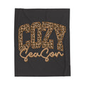 Cozy Season Velveteen Plush Blanket – Leopard Print "Cozy Season" Design