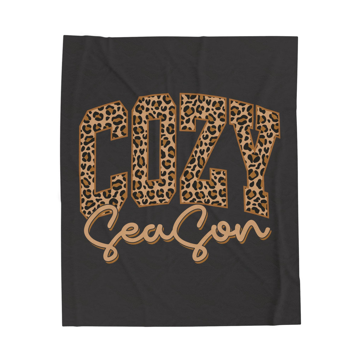 Cozy Season Velveteen Plush Blanket – Leopard Print "Cozy Season" Design